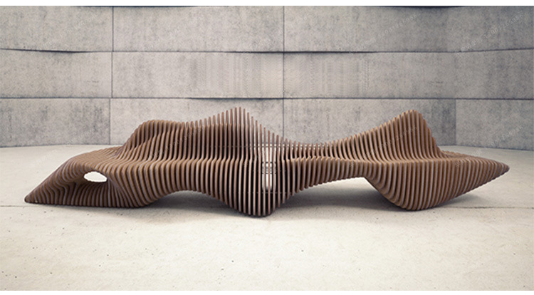 商场休闲座椅 公共艺术异形切片实木坐凳酒店大堂休息区创意椅子