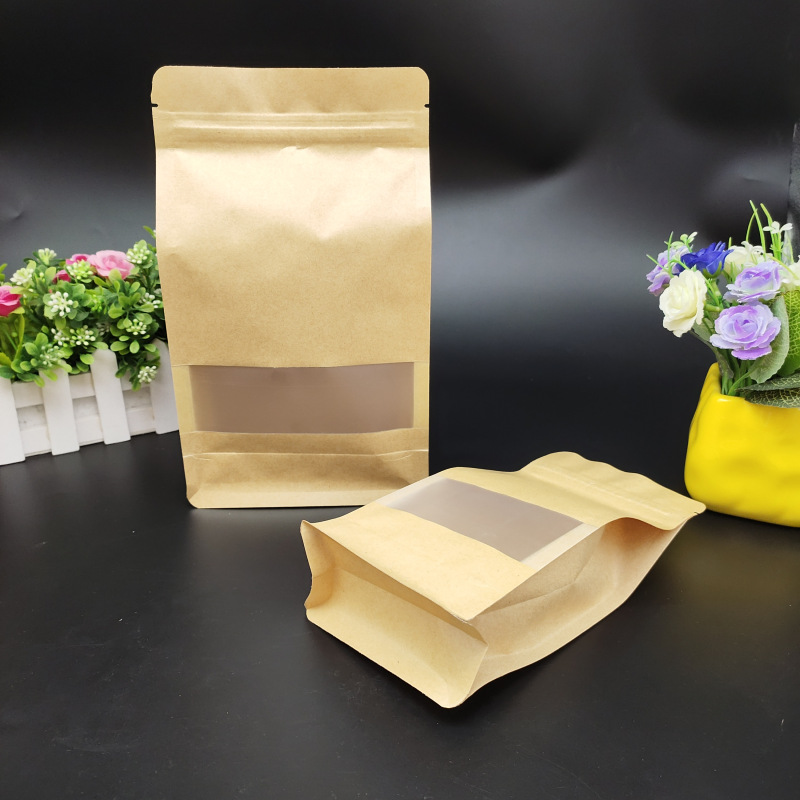 批发大容量牛皮纸开窗自立袋 3d立体包装袋 红枣枸杞干货食品袋