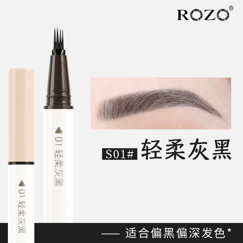 Rozo Four-Fork Water Eyebrow Pencil Long-Lasting Waterproof Sweat-Proof Non-Blooming Four-Head Liquid Wild Eyebrow Pencil Eyebrow Dye Cream