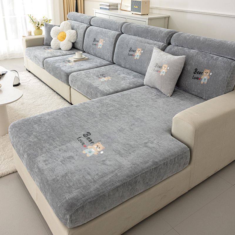 雪尼尔印花沙发罩全包万能套2023新款简约防猫抓保暧通用型沙发套