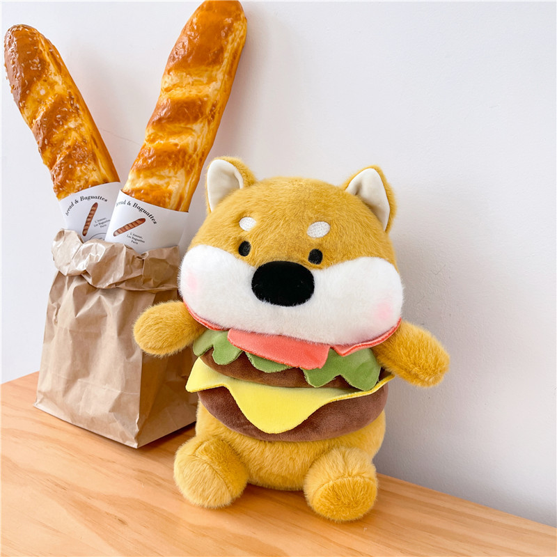 Hamburger Transformation Pig Doll Dog Plush Toy Puppy Doll Hamburger Pillow Cute Creative Birthday Gift