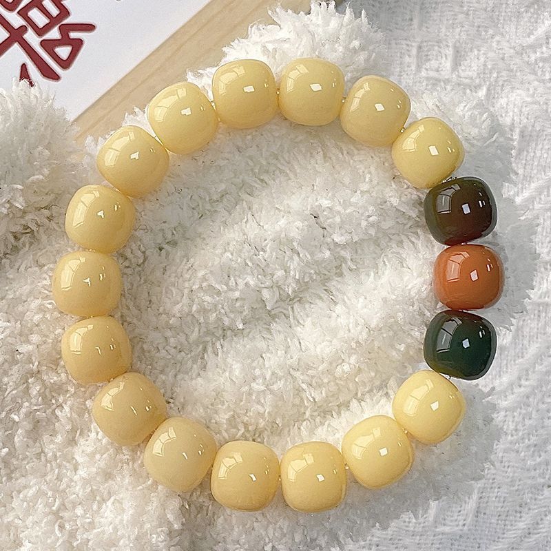 Natural White Jade Three-Top Bodhi Hand Root String Pliable Temperament Plate String Decompression Student Version Female Bodhi Seed Amusement Article Bracelet Male