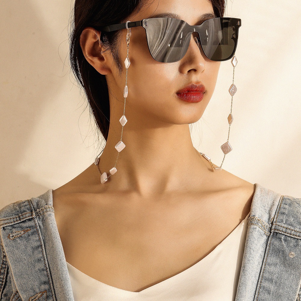 菱形巴洛克异形珍珠口罩链手工拼接时尚欧美气质眼镜防掉防丢链条