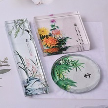 水晶玻璃镇纸文房四宝压书镇尺书法压纸压尺透明镇纸尺制作毕业季