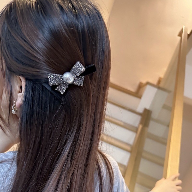 Korean Same Style Exquisite XINGX Full Diamond Small Hair Clip Shiny Sweet Bow Edge Clip Duckbill Clip Bang Hairpin