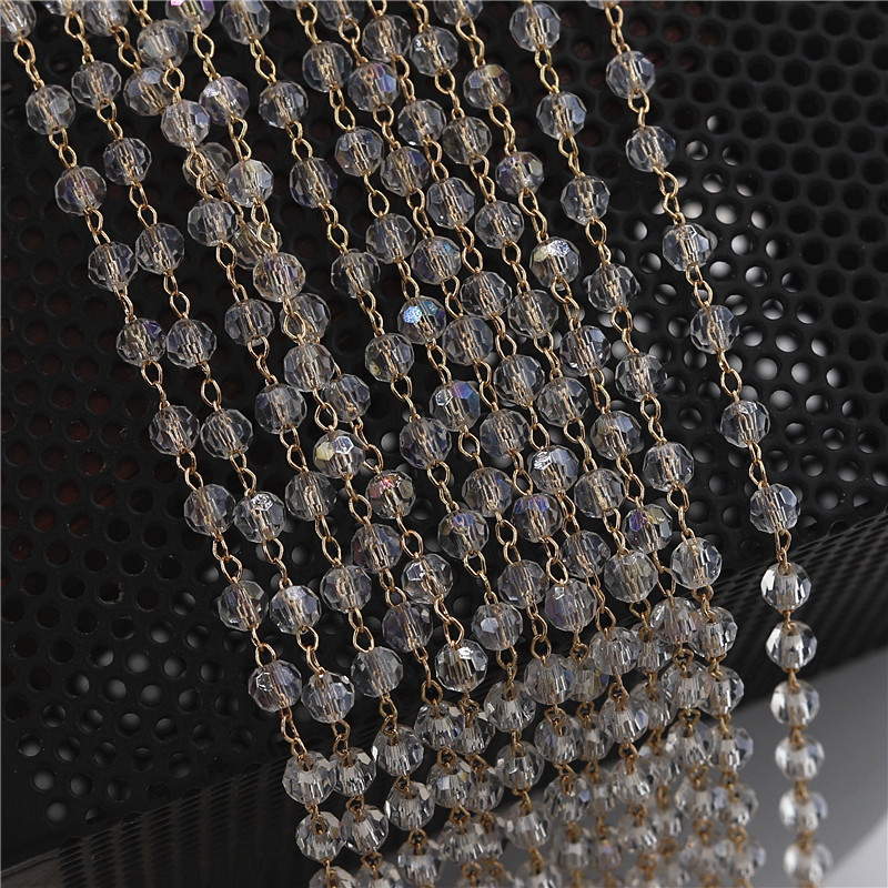 diy饰品配件水晶ab链条头饰发簪服饰散链眼镜挂链流苏面帘链子