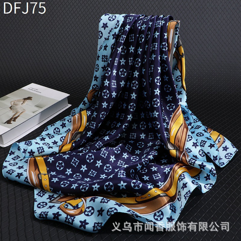 New Letter Presbyopic Large Kerchief 90 X90 cm Ol Fashion Scarf Emulation Silk Scarf Scarf Closed Toe Scarf