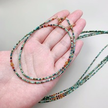 天然绿松石mini小珠子项链锁骨链 2mm左右小珠子绿松石项链