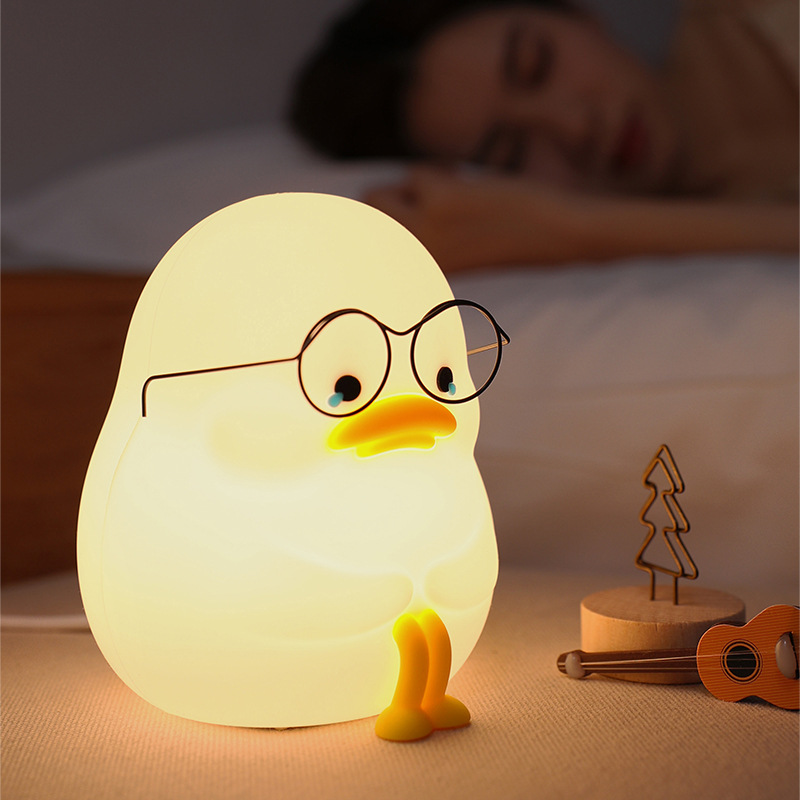 New Creative Emo Duck Silicone Night Lamp Bedroom Bedside Ambience Light Children's Birthday Gifts Night Light Wholesale