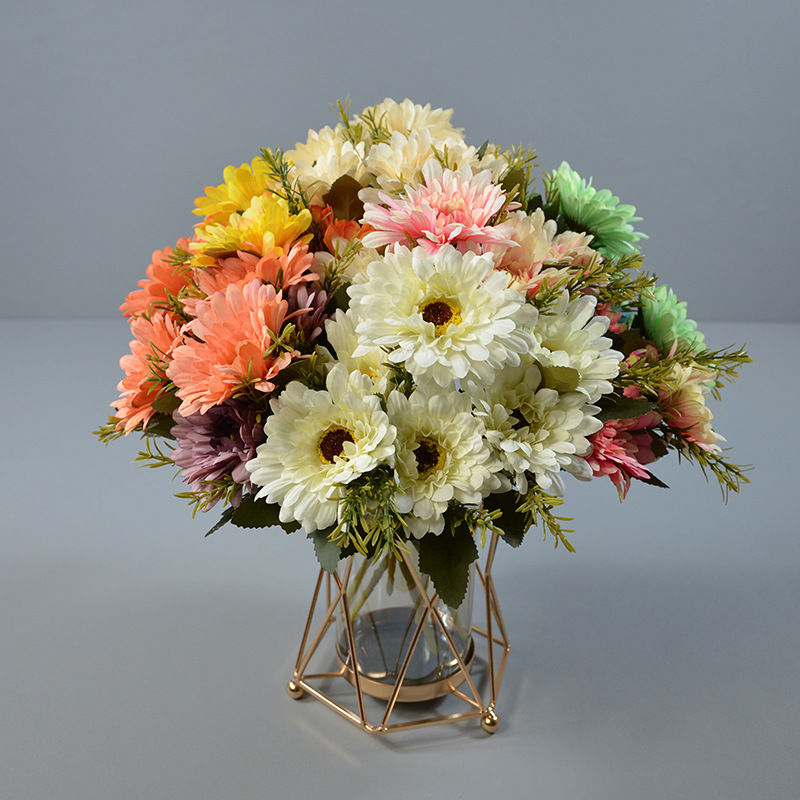 仿真花7头非洲菊把花茶几电视柜摆放ins花环插花咖啡厅茶餐厅装饰