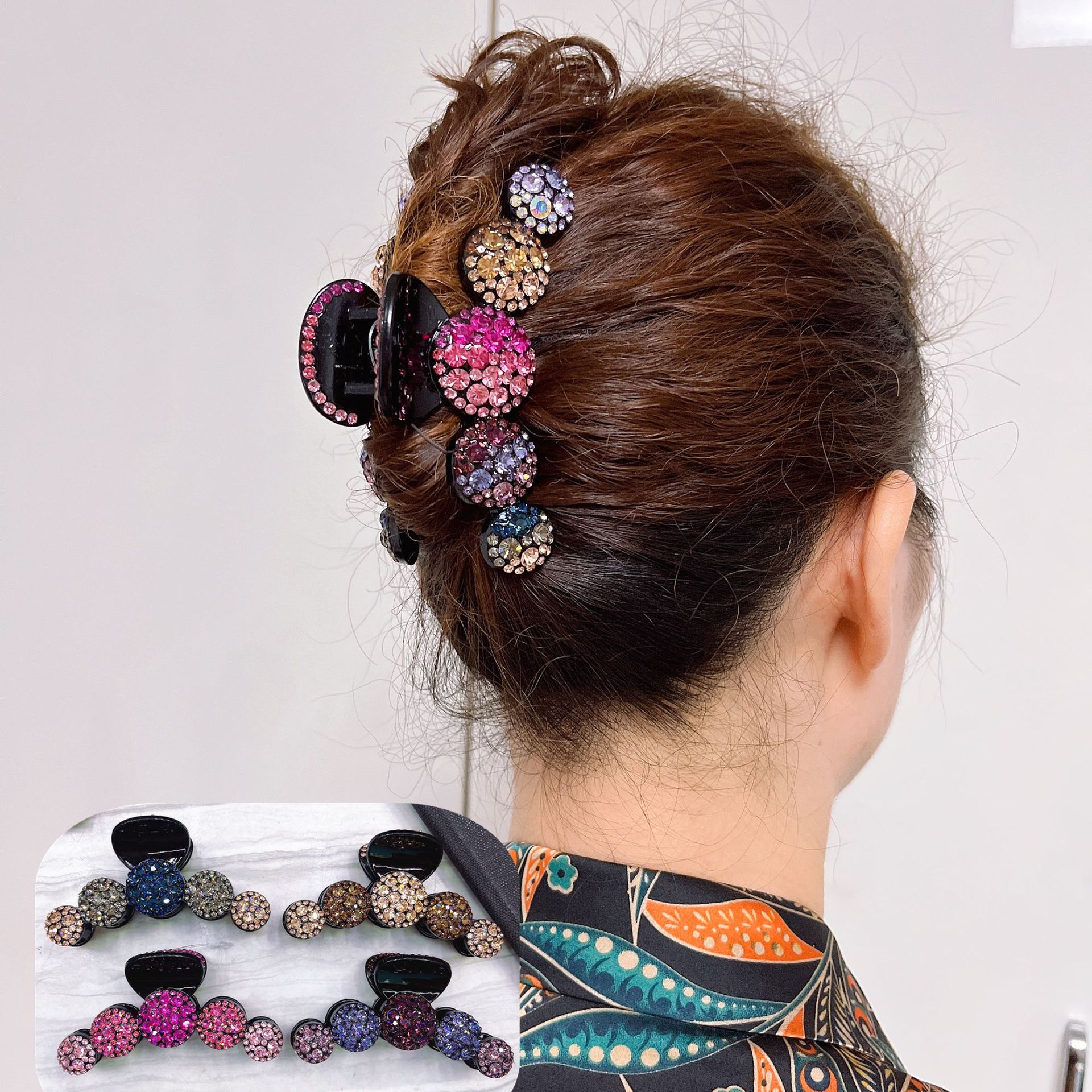 新款捷克钻抓夹夹子水钻简约盘发大号抓夹后脑勺发夹女士发饰头饰