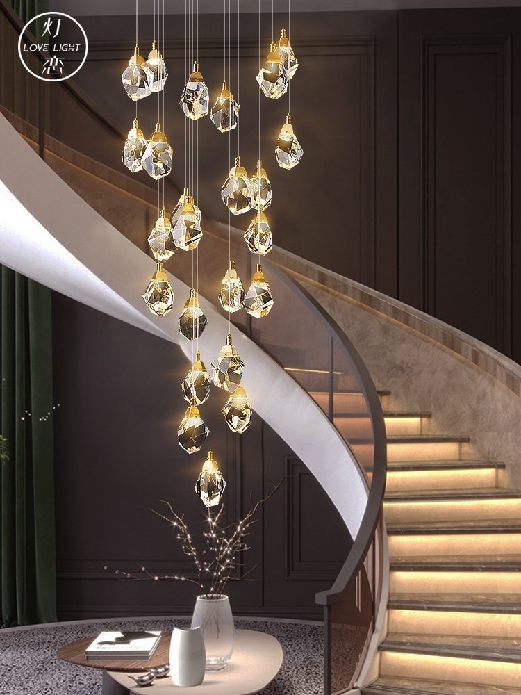 雷士全铜旋转楼梯间长吊灯北欧后现代轻奢复式loft别墅大客厅楼梯