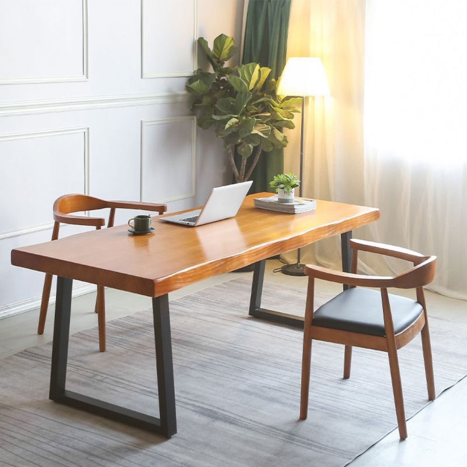 家用台式电脑桌实木办公桌简约现代长条实木书桌书法桌双人工作台