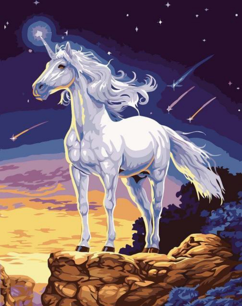 diy数字油画独角兽大幅客厅卧室餐厅动物填色装饰挂画纯手绘油画