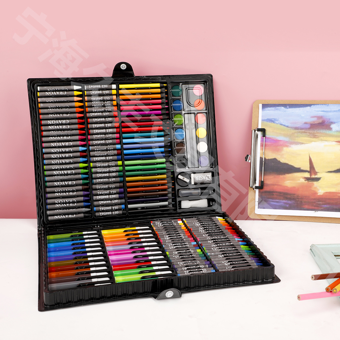 June 1 168 Set Stationery Color Lead Wax Crayon Oil Pastels Watercolor Pen Painting Children's Day Gift Set