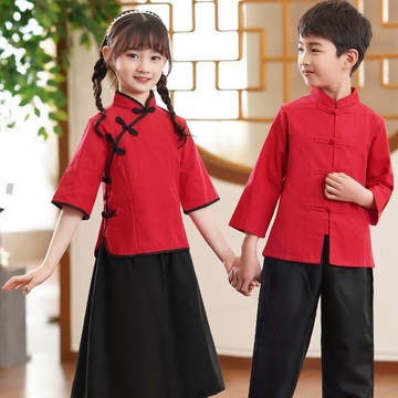 儿童民国风演出服学生装幼儿园毕业照五四青年运动会合唱朗诵女童