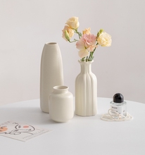 北欧简约创意奶油风陶瓷干花花瓶客厅插花摆件餐桌鲜花花器装饰品