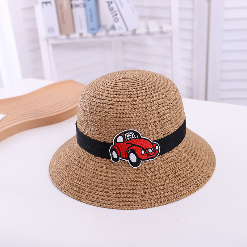 Spring and Summer Children's Straw Hat Fashion Korean Style Labeling Boys Beach Hat Outdoor Travel Sun Protection Sun Hat