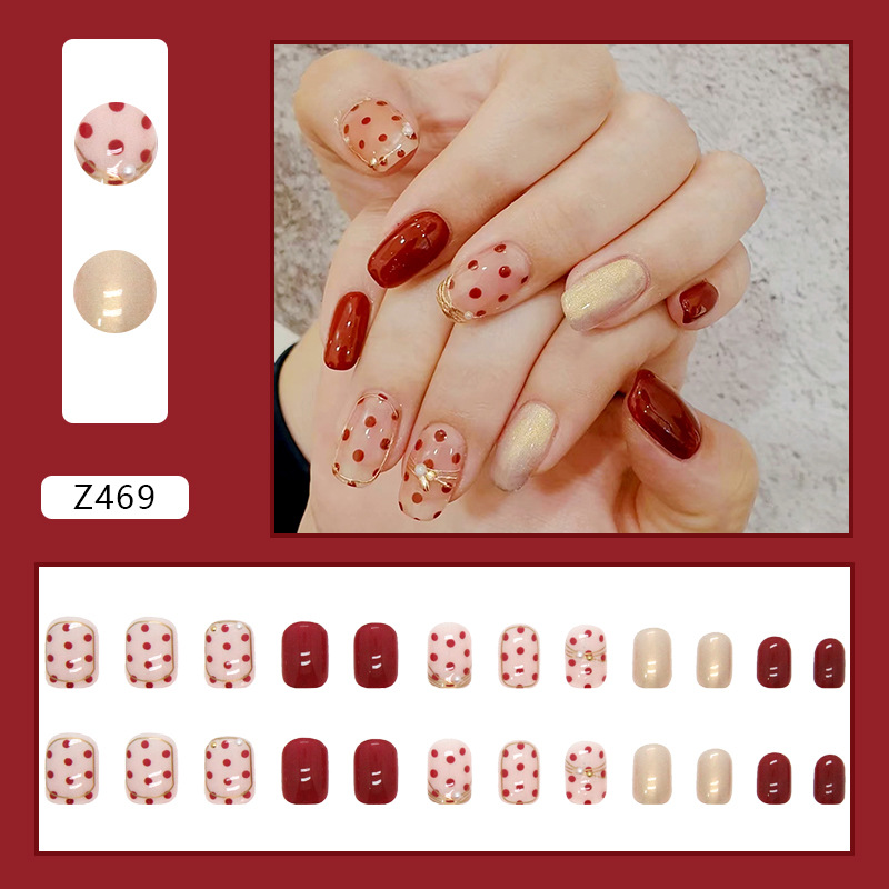 Shiny Texture Glaze Golden Wear Nail Bridal Manicure Gentle Elegant Nail Sticker Fake Nails Wholesale Factory Hot Sale