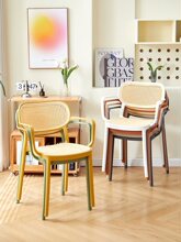 北欧塑料椅子家用餐椅加厚靠背椅现代简约网红户外藤编休闲书桌椅