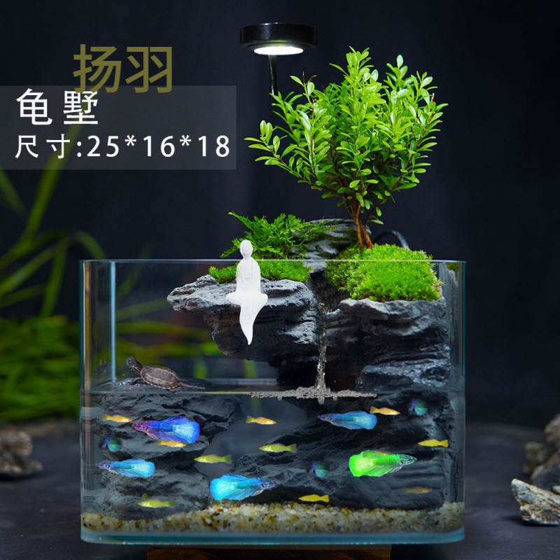 扬羽新手养鱼成品鱼缸 苔藓微景观流水造景 家居办公创意绿植山水