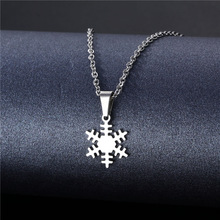 不锈钢项链女 欧美浪漫雪花锁骨链 六角星气质吊坠圣诞节饰品礼物