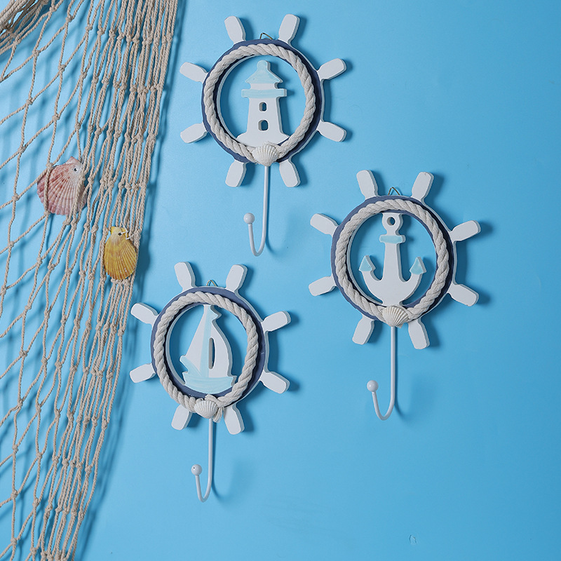 ocean style rudder wall decoration hook mediterranean style homestay hotel wall-mounted clothes storage iron hook