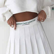 2023新款badblood白色洋气半身裙高腰A字百褶裙高档短款裙小个子