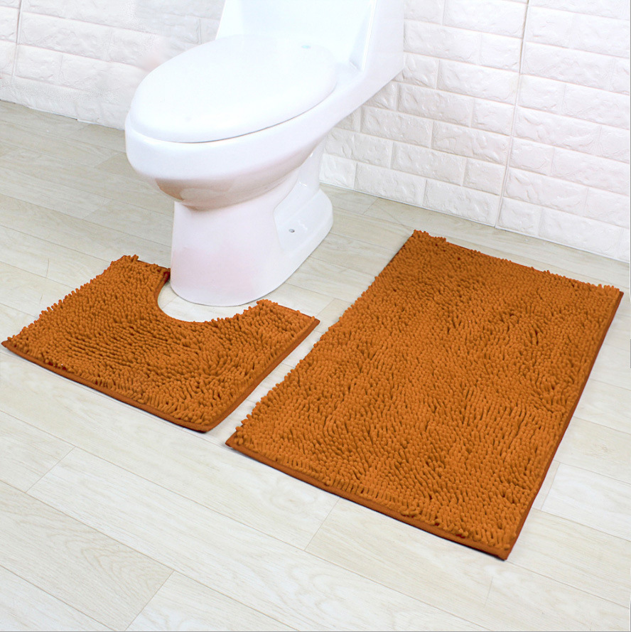 Encrypted Chenille Plush Carpet Bathroom Two-Piece Floor Mat Bathroom Absorbent Non-Slip Floor Mat Factory Supply