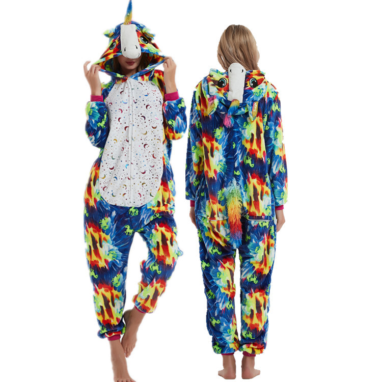 Cartoon Animal One-Piece Pajamas Colorful Tianma Bright Series New Male and Female Cute Toilet Version Home Wear Factory Direct Supply