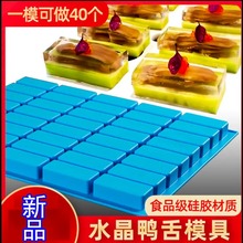 批发果冻布丁烘培特色菜肉冻长方型 40连水晶鸭舌食品级硅胶模具