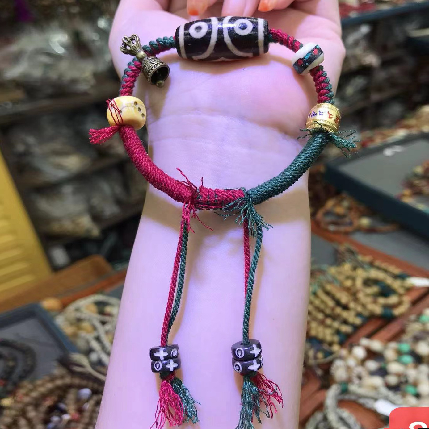 蓬森珠宝秋冬藏饰三眼天珠手编绳文玩编织手链泰国民族风饰品女男