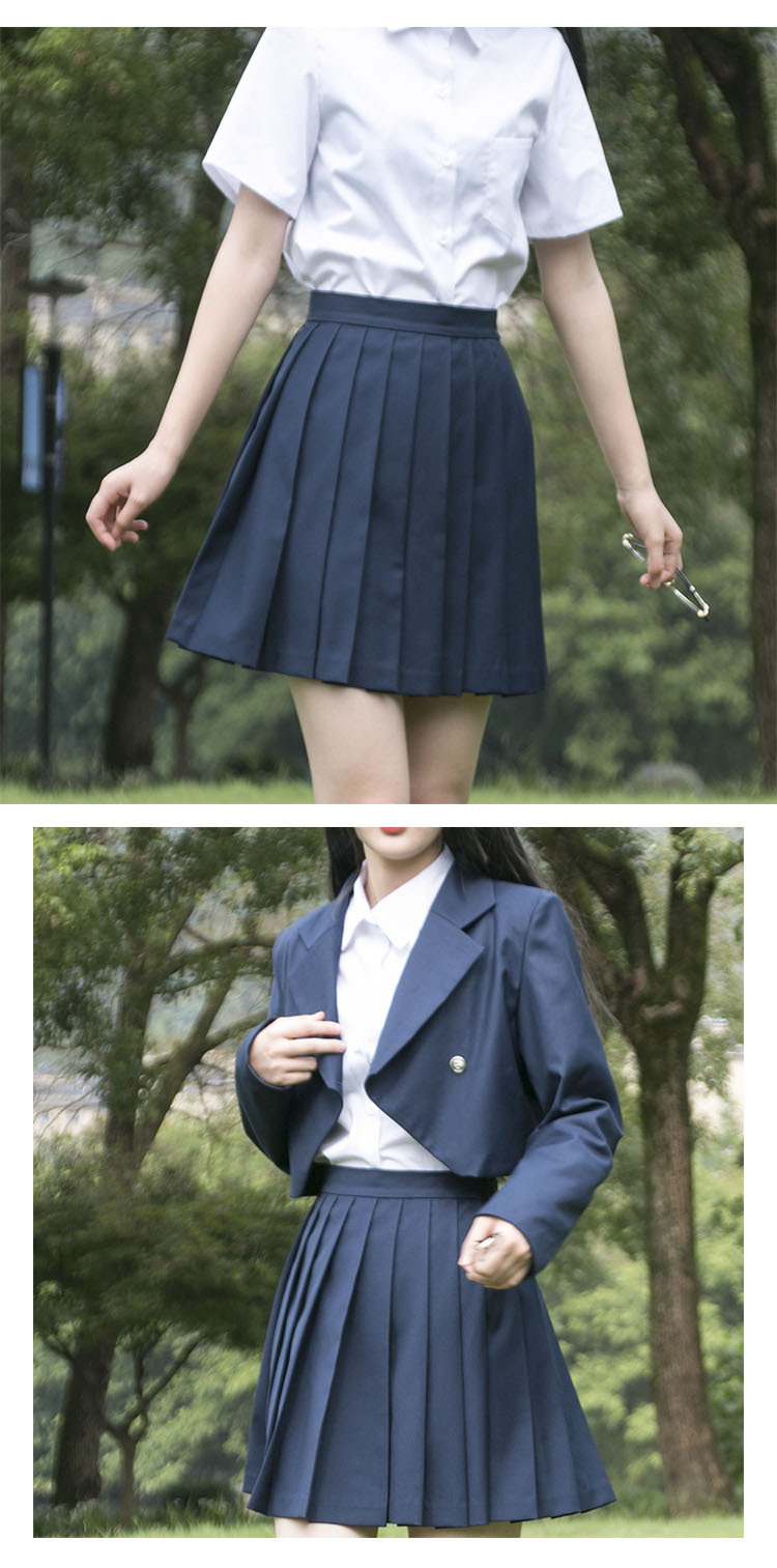 jk制服纯色裙2021秋冬新款女装学院风少女正版格裙百褶裙短裙藏青