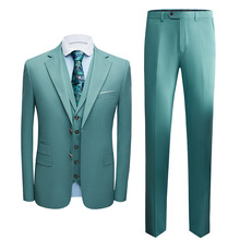 2021年新款翠绿色西服套装韩版时尚修身商务款风格西服男P285