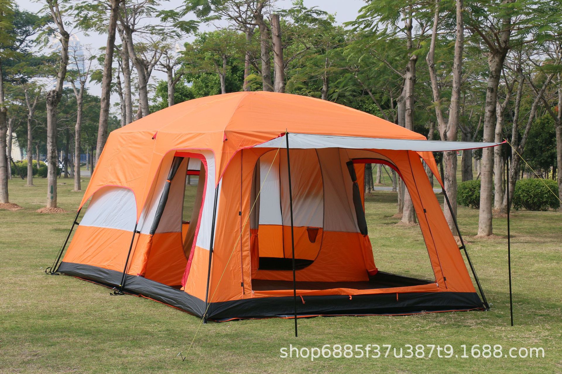 Factory Wholesale Two Bedrooms One Living Room Pavilion Outdoor Camping 6-8 People 8-12 People Two Bedrooms One Living Room Camping Tent