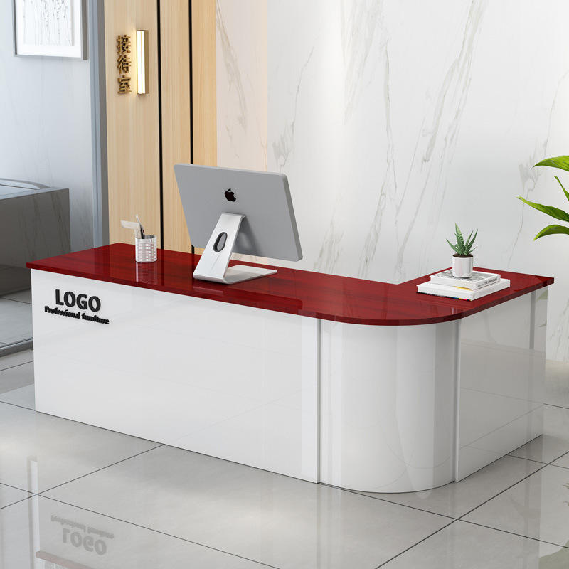 美容院收银台吧台服装店商用前台培训机构接待桌弧形美发店接待台