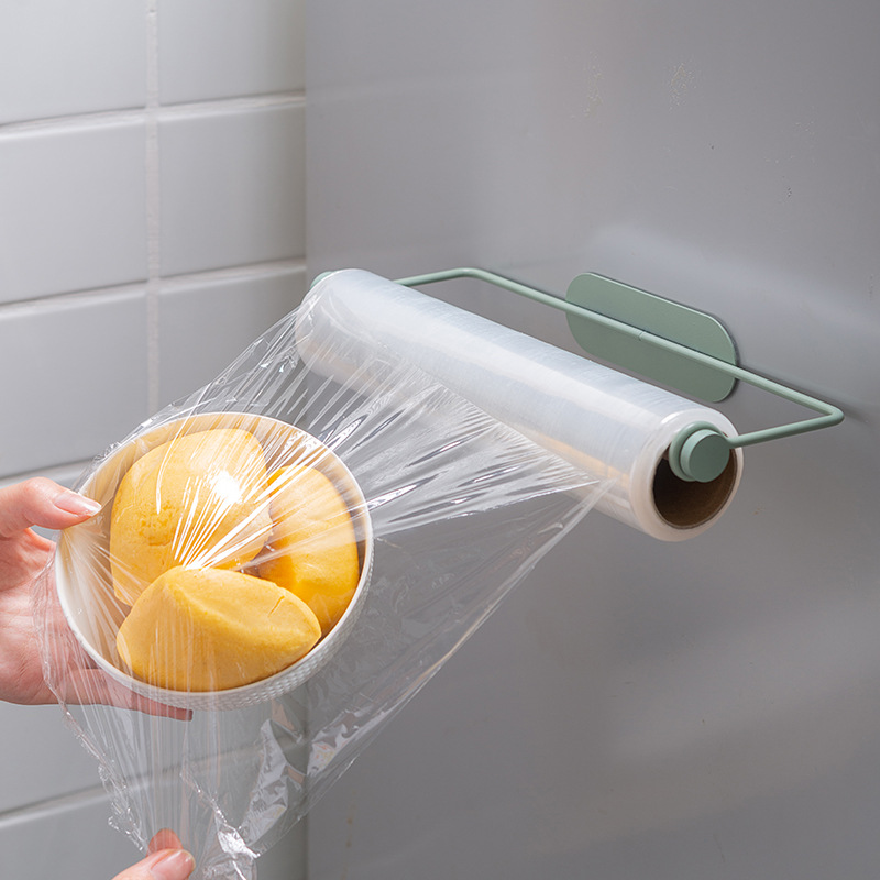 Kitchen Tissue Towel Rack Iron Hanging Rack Oil-Absorbing Sheets Plastic Wrap Storage Rack Punch-Free Lazy Rag Roll Stand