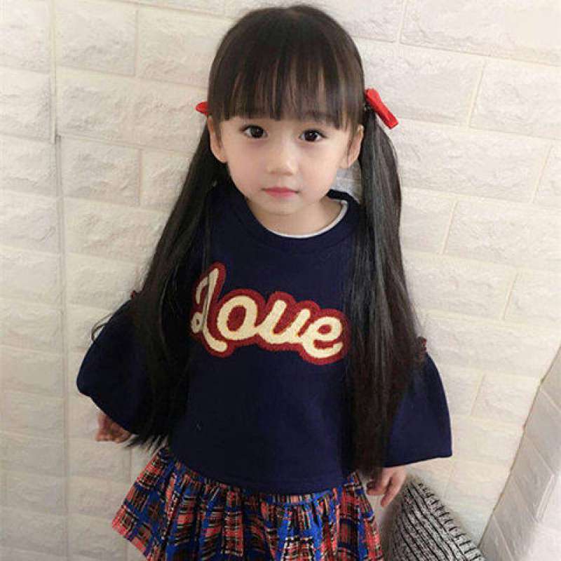 儿童公主蝴蝶结双马尾假发女童宝宝可爱直发马尾小女孩拍照假马尾