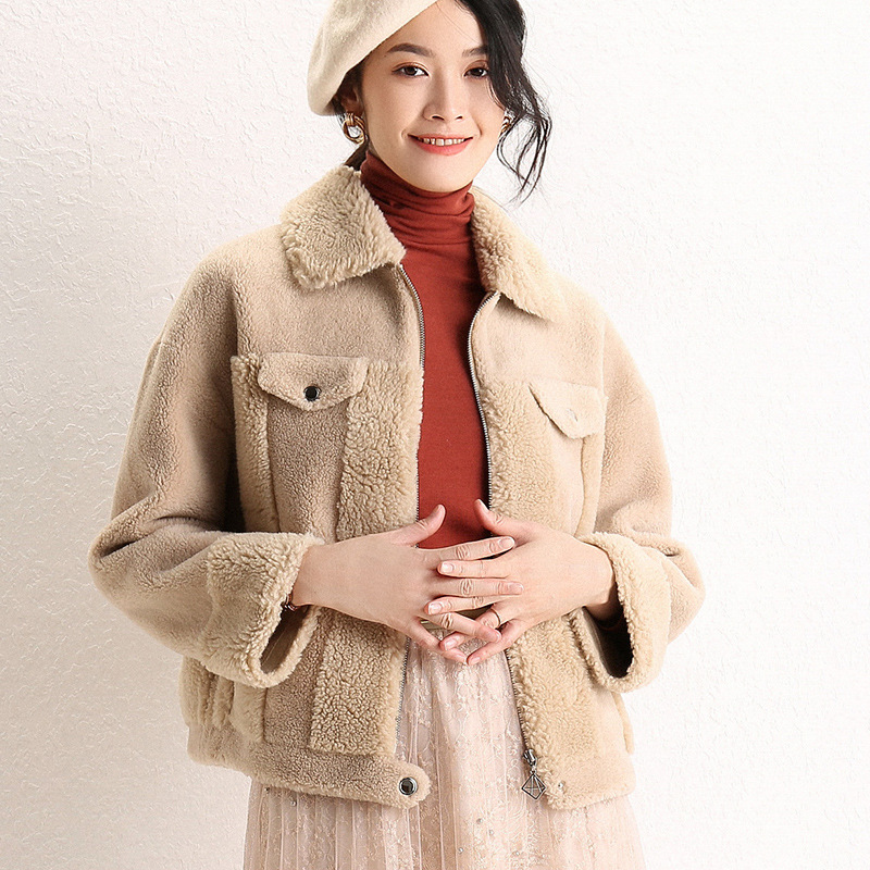 2022新款冬季皮草外套女大颗粒羊剪绒大衣皮毛一体羊羔毛短款宽松