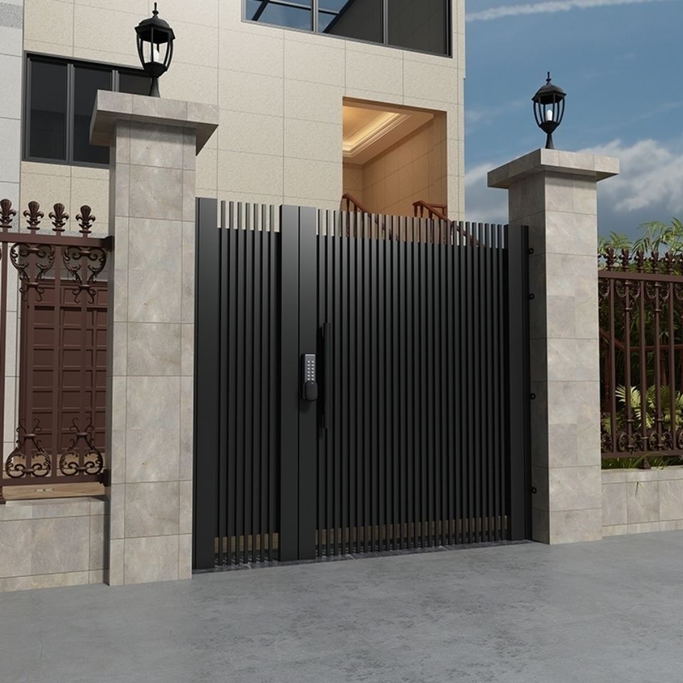 铁艺大门乡村庭院门别墅不锈钢双开大小门现代简约中式花园入户门