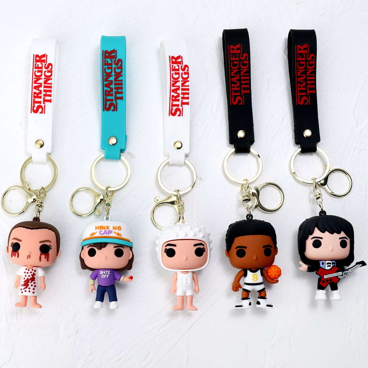 Cartoon Anime Stranger Things Silicone Doll Keychain Pendant Student Couple Bags Car Key Chain Hanging Ornament