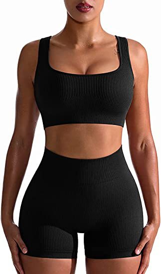 New European and American Tight Seamless Yoga Suit Women's Peach Yoga Bra Sports Vest High Waist Workout Shorts