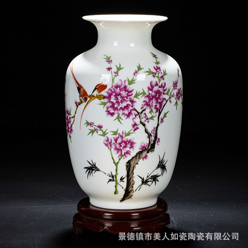 Jingdezhen Ceramic Vase Wholesale Simple Vintage Crafts Decoration Home New Chinese Style Flower Arrangement Decoration Furnishings