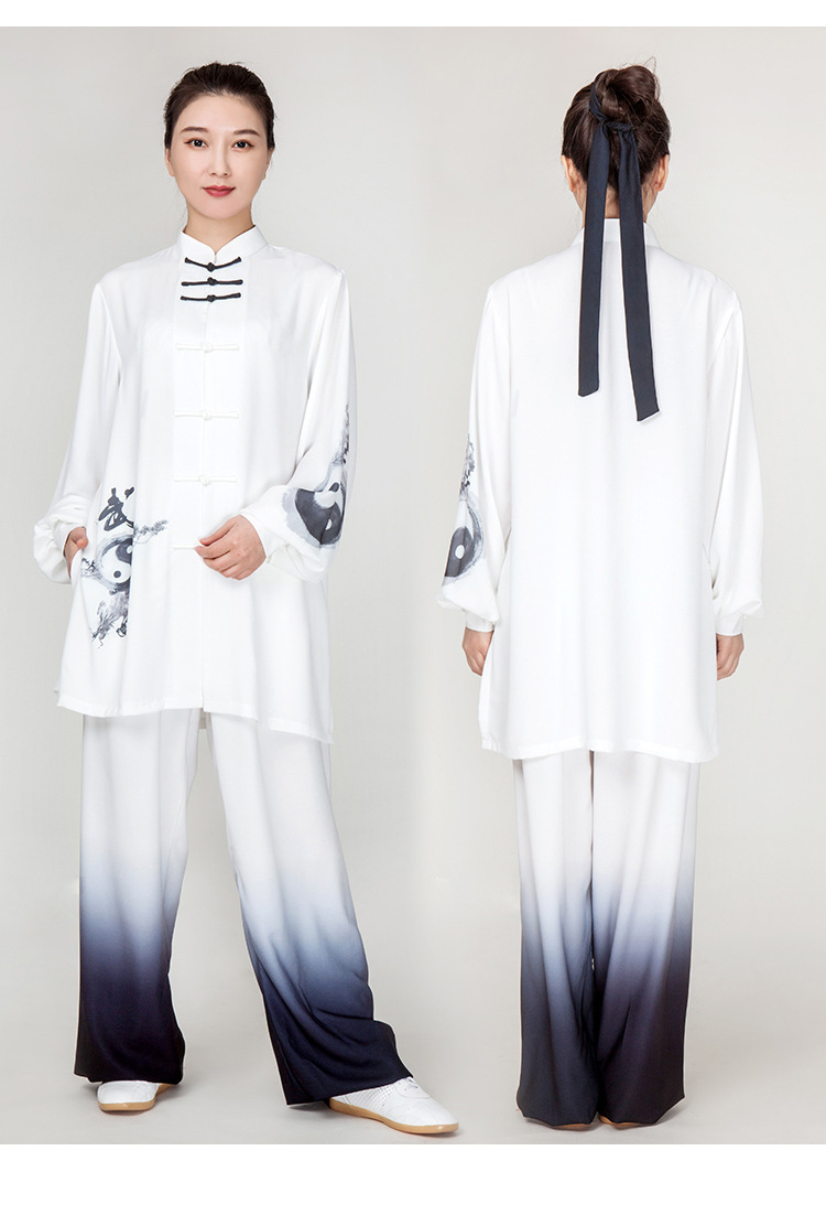 小和山太极服女2021新款飘逸渐变色披沙比赛表演出太极拳练功服男