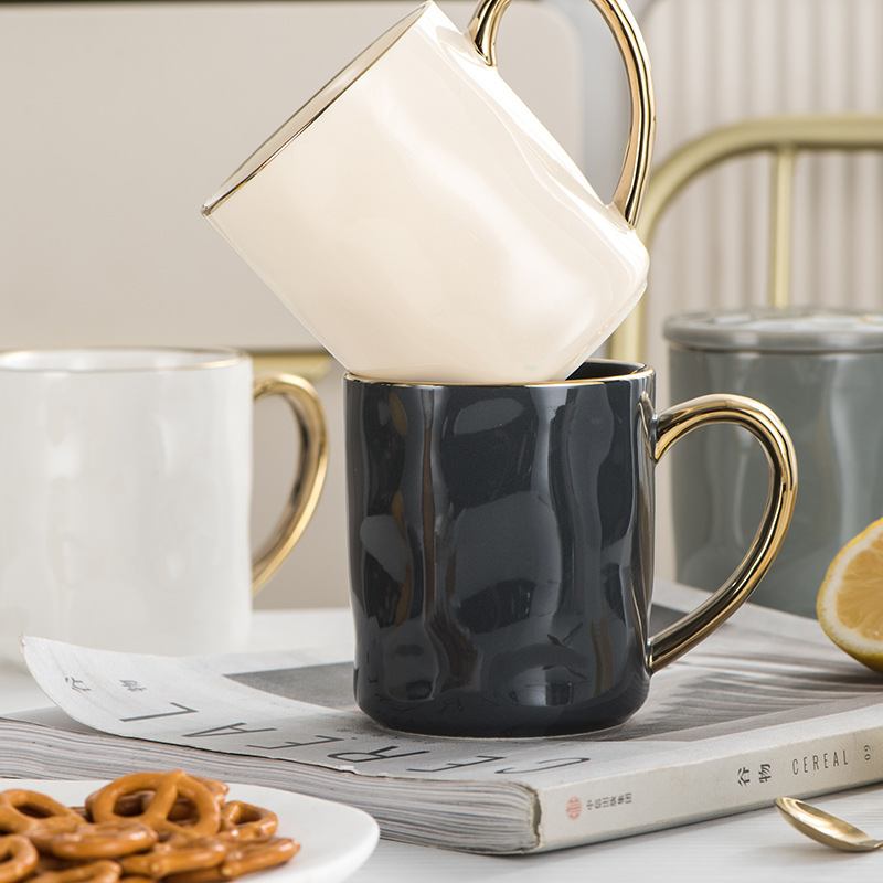 轻奢马克杯新款陶瓷杯带盖燕麦早餐杯创意咖啡杯高颜值北欧牛奶杯