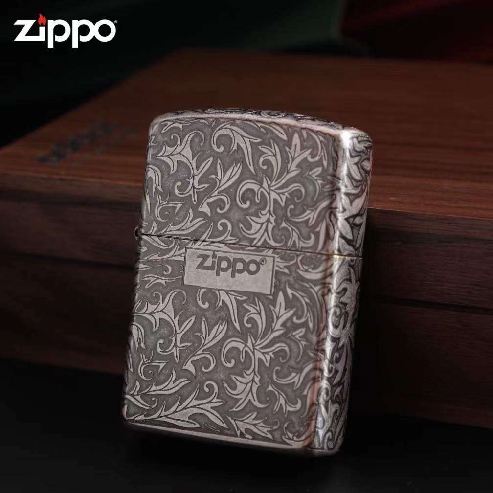 zippo芝宝正品煤油打火机古银盔甲五面唐草防风机收藏送礼批发