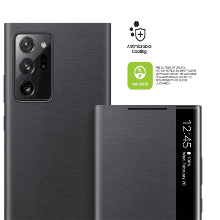 适用三星note20ultra官方手机壳note20芯片智能镜面手机翻盖皮套