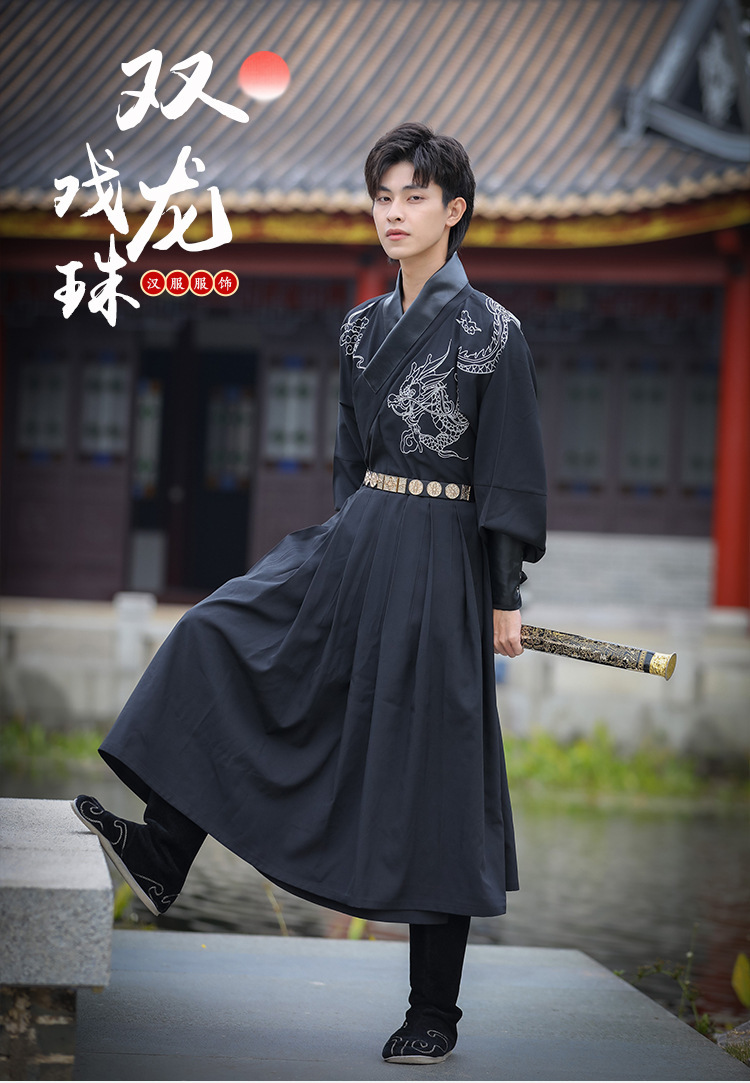 中国风飞鱼服男成人古装 中国龙复古锦衣卫武侠风舞台表演服团体