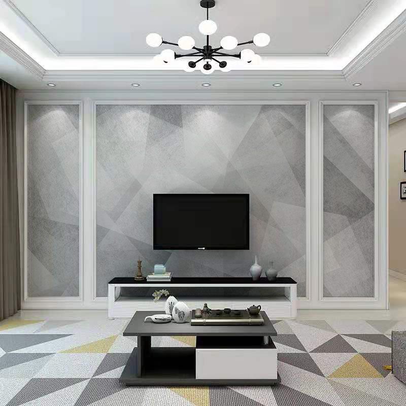 北欧现代简约墙布黑白几何沙发电视背景墙壁纸灰色墙纸客厅壁布