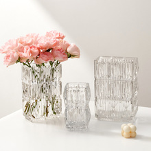 轻奢高档ins风玻璃花瓶透明客厅餐桌插花水养玫瑰鲜花小器皿摆件